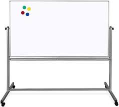 Two Side Magnetic White Board 3.5” x 4” with Deluxe Frame and Portable Stand